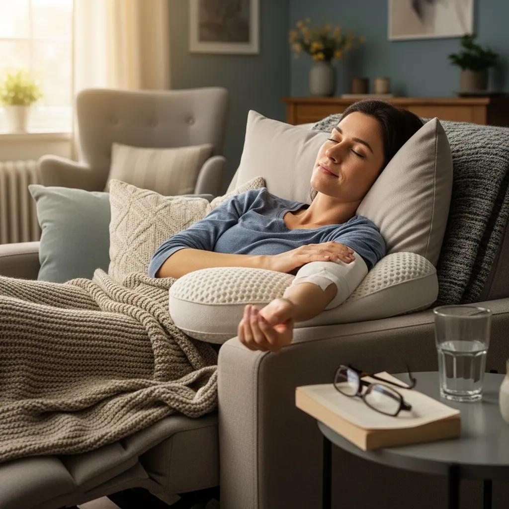 Patient resting at home during recovery after bone grafting procedure