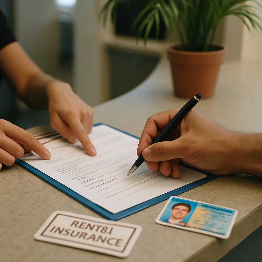 Patient signing dental paperwork at Jacksonville clinic front desk near Baymeadows