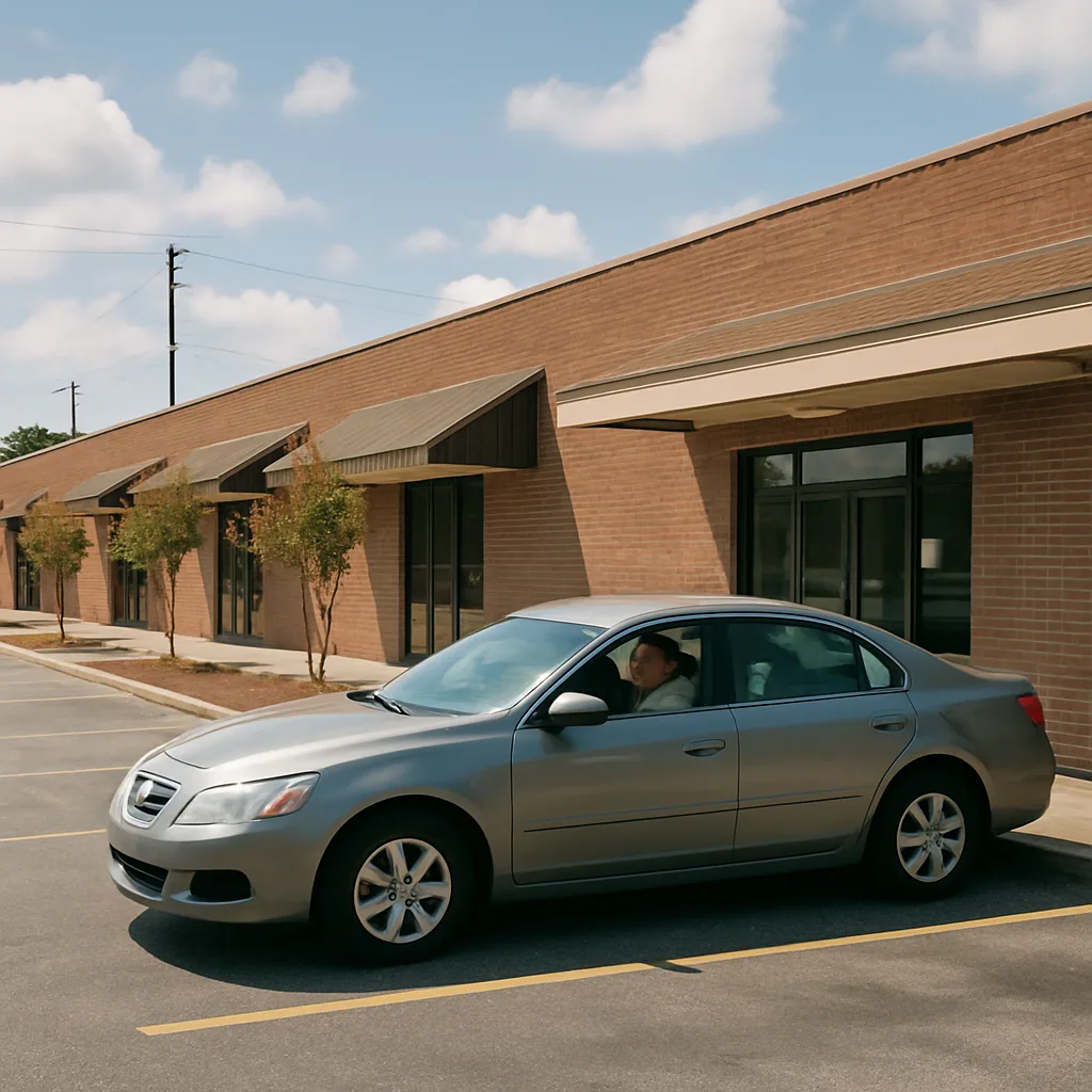 Driver arriving at dental office near 103rd Street Jacksonville strip mall